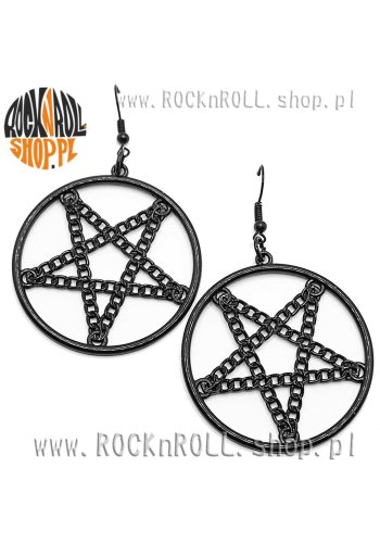 Kolczyki PENTAGRAM łańcuchowy czarny