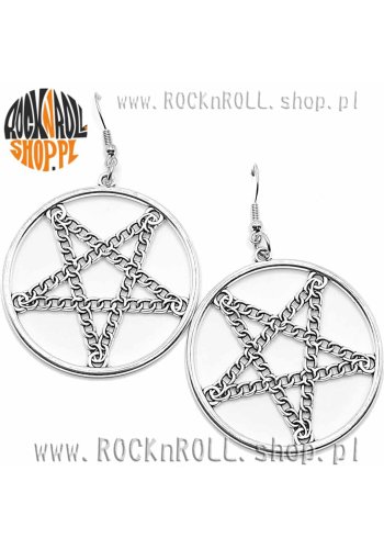 Kolczyki PENTAGRAM łańcuchowy srebrny