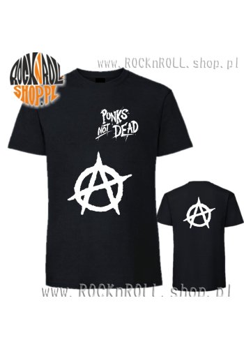 Koszulka ANARCHIA Punk's Not Dead (biały nadruk)