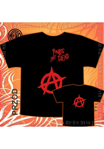 Koszulka ANARCHIA Punk's Not Dead (czerwony nadruk)