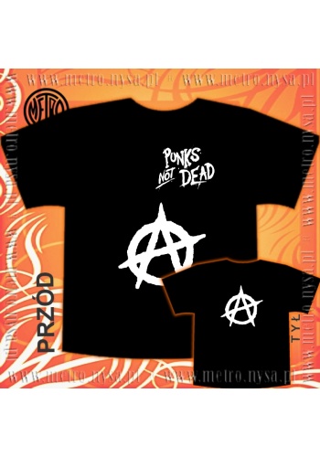 Koszulka ANARCHIA Punk's Not Dead (biały nadruk)