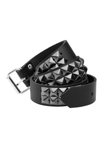 Pas skórzany piramidy czarne - 2 rzędy