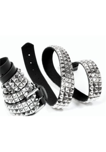 Pas skórzany piramidy małe -  3 rzędy