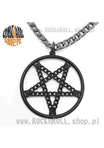 Wisior PENTAGRAM łańcuchowy czarny